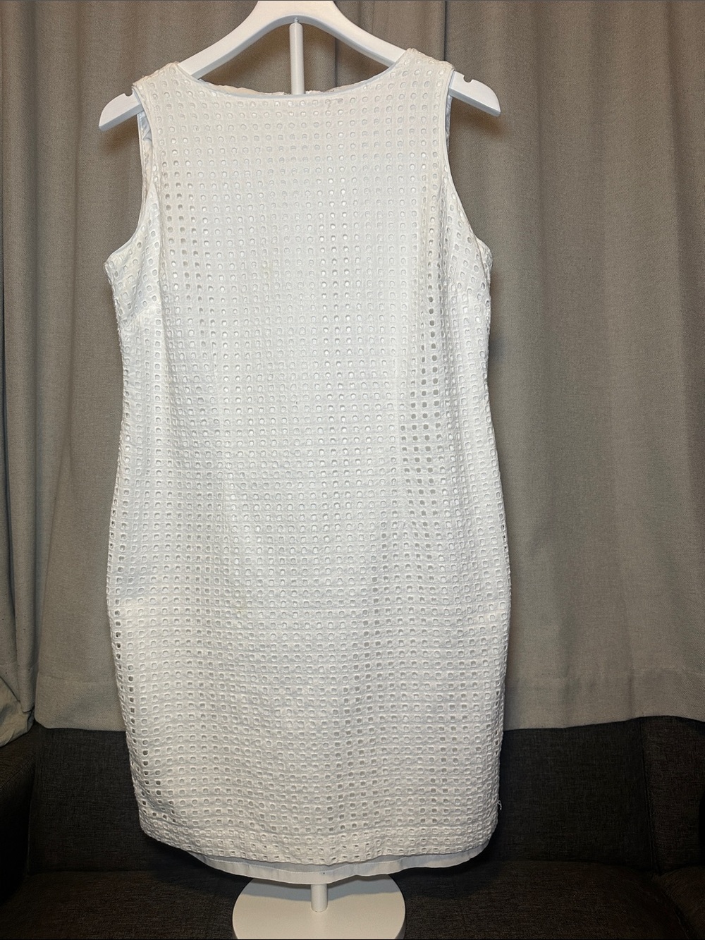 Liz Claiborne White Eyelet Midi Shift Dress